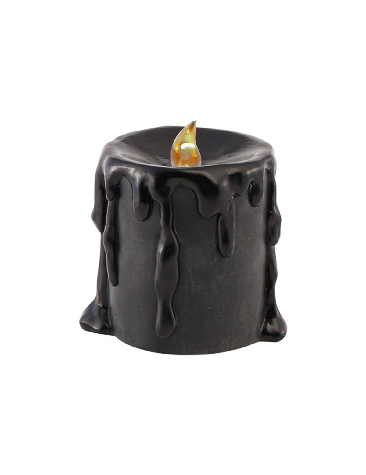 Petite bougie décorative en résine noire avec LED 9,5 x 9 x 10 cm