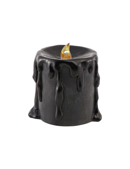 Petite bougie décorative en résine noire avec LED 9,5 x 9 x 10 cm