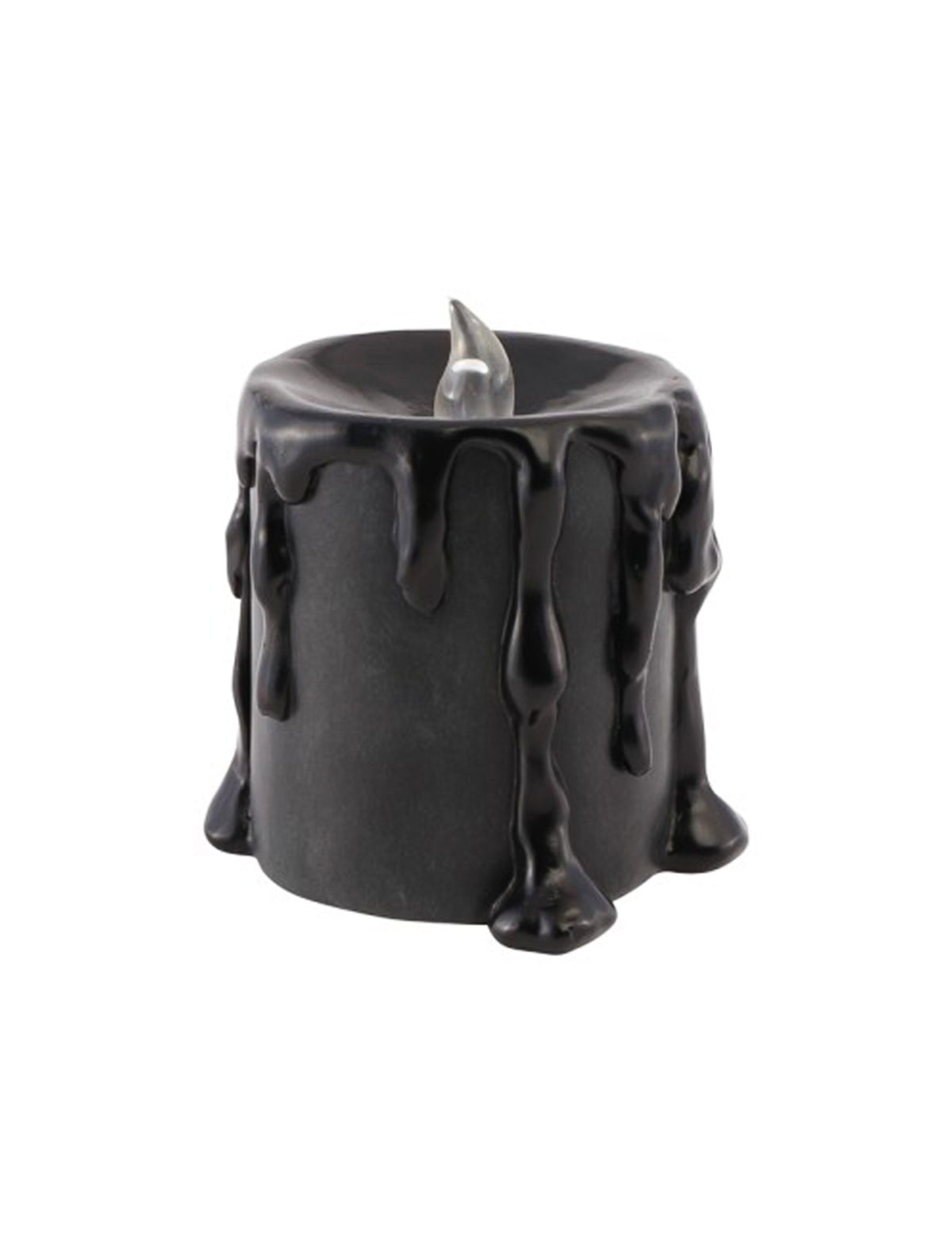 Petite bougie décorative en résine noire avec LED 9,5 x 9 x 10 cm