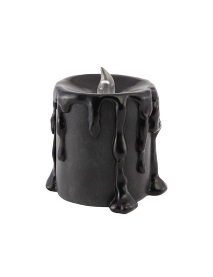 Petite bougie décorative en résine noire avec LED 9,5 x 9 x 10 cm