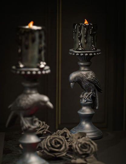 Petite bougie décorative en résine noire avec LED 9,5 x 9 x 10 cm