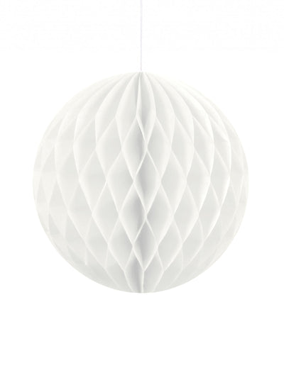 Boule en papier alvéolé pour déco de fête blanc