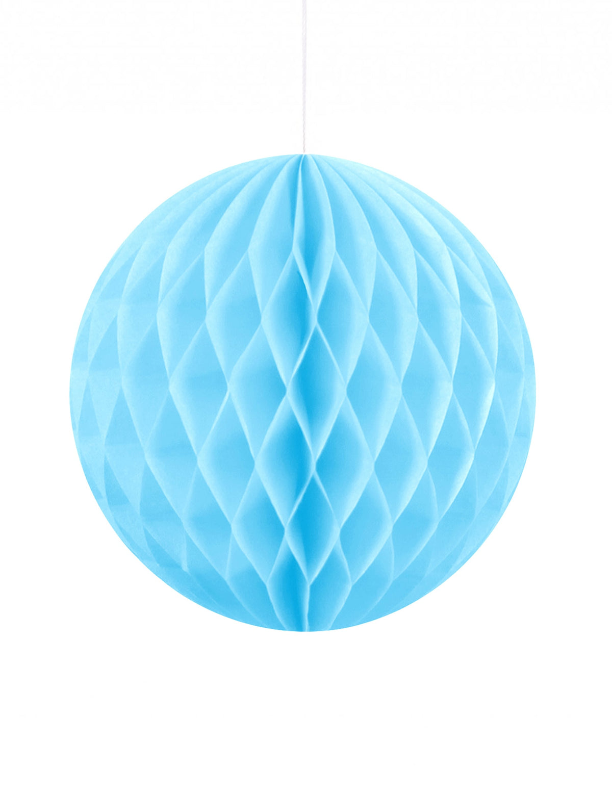 Boule en papier alvéolé à suspendre bleu ciel