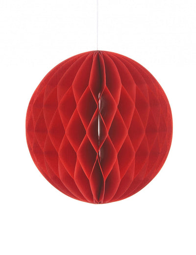 Boule en papier alvéolé rouge