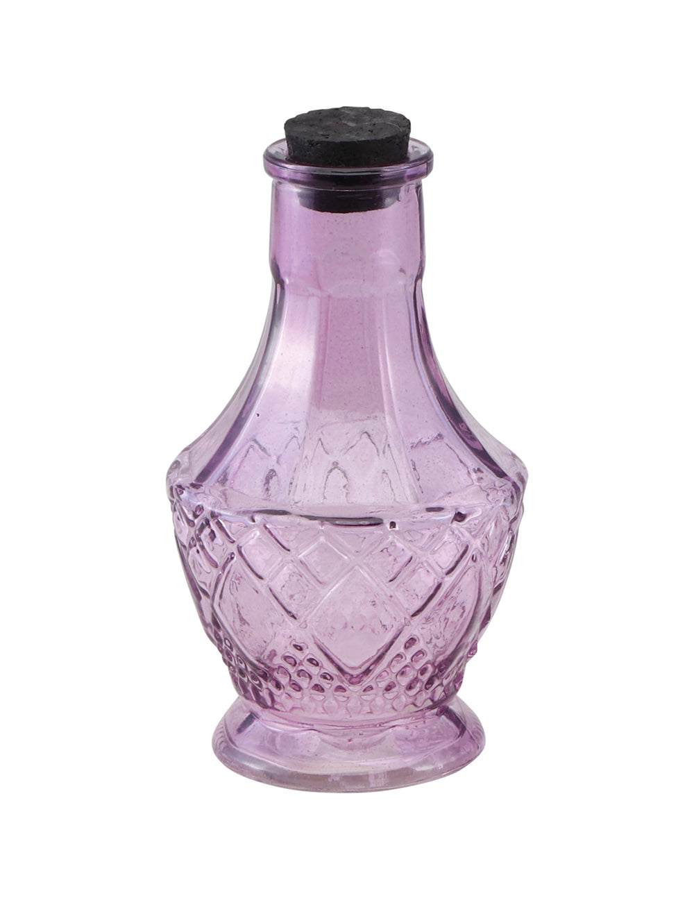 Mise en situation de la fiole en verre violette sur une table d'Halloween