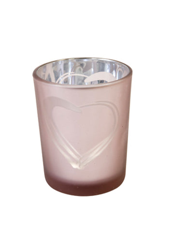 Photophore en verre cœur pour décoration mariage rose gold