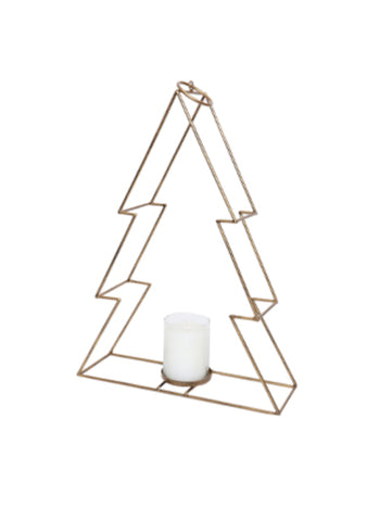 Suport lumânare brad de Crăciun din metal auriu 34 cm decor elegant