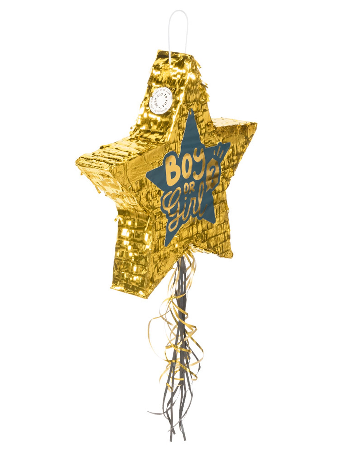 Vue de trois-quarts de la piñata à tirer étoile boy or girl