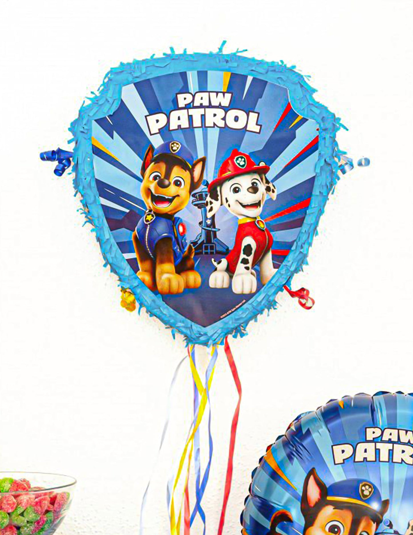 Piñată albastră cu șnururi de tras Patrula Cățelușilor 33cm x 38cm x 9cm