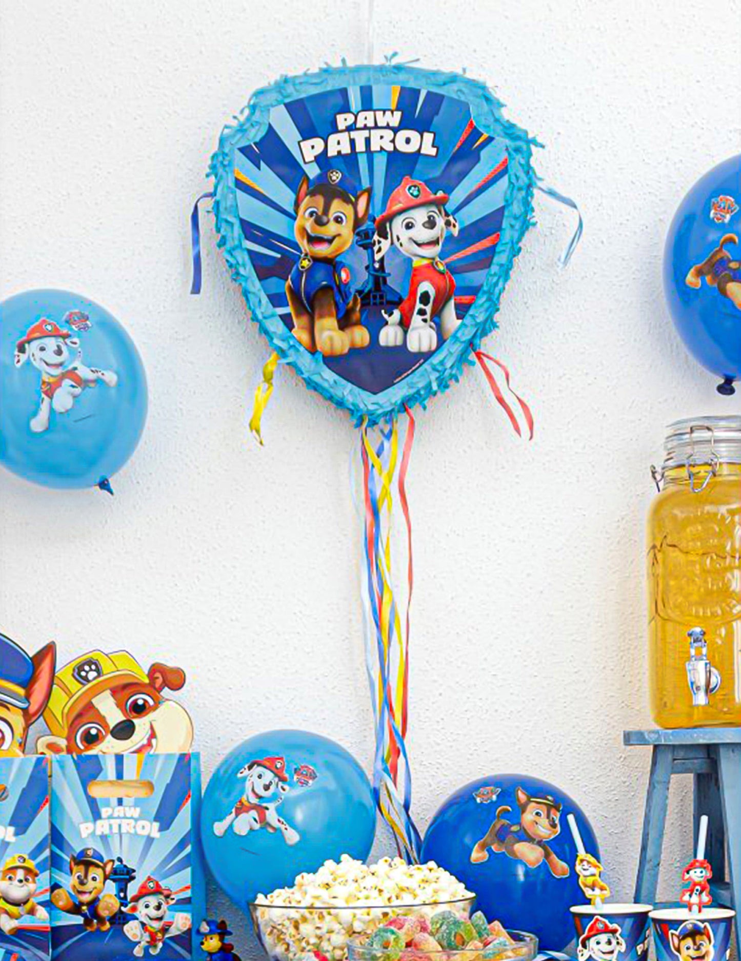 Piñată albastră cu șnururi de tras Patrula Cățelușilor 33cm x 38cm x 9cm