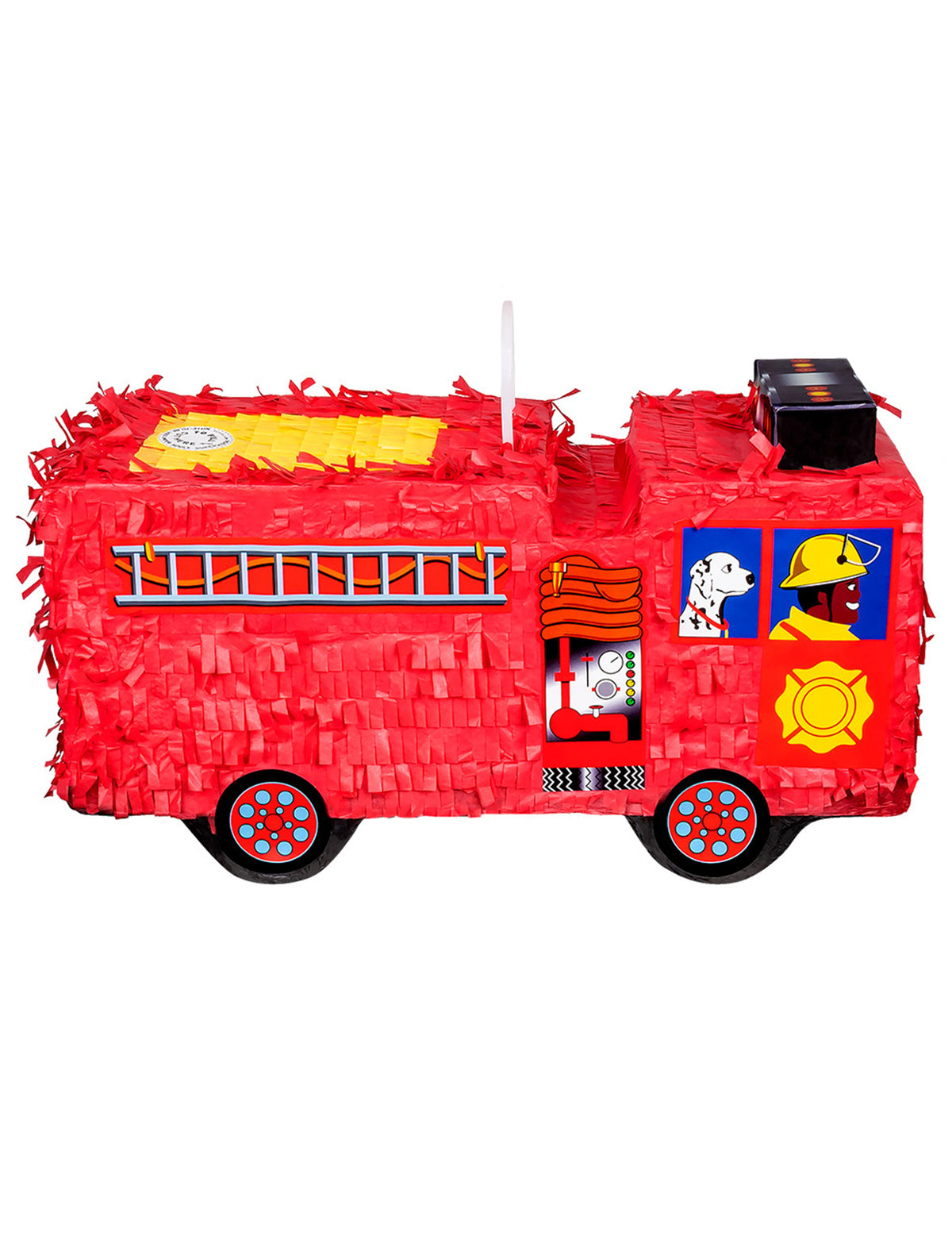 Vue de profil de la piñata camion de pompier