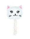 Piñata Chat Kawai pour enfant blanc avec oreilles roses et rubans