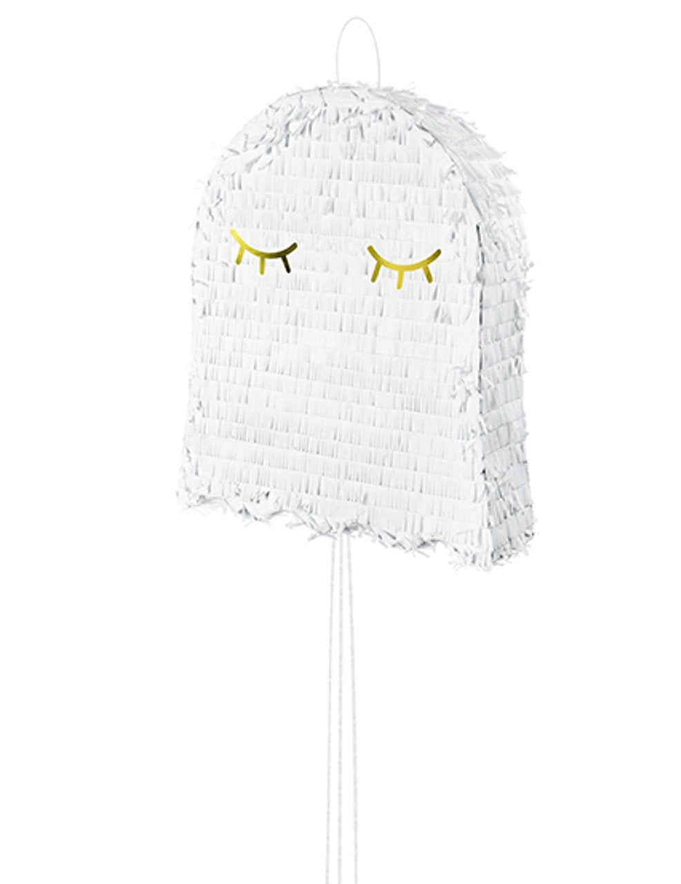 Pinata fantomă albă și aurie 41,5 x 50 x 10 cm pentru Halloween