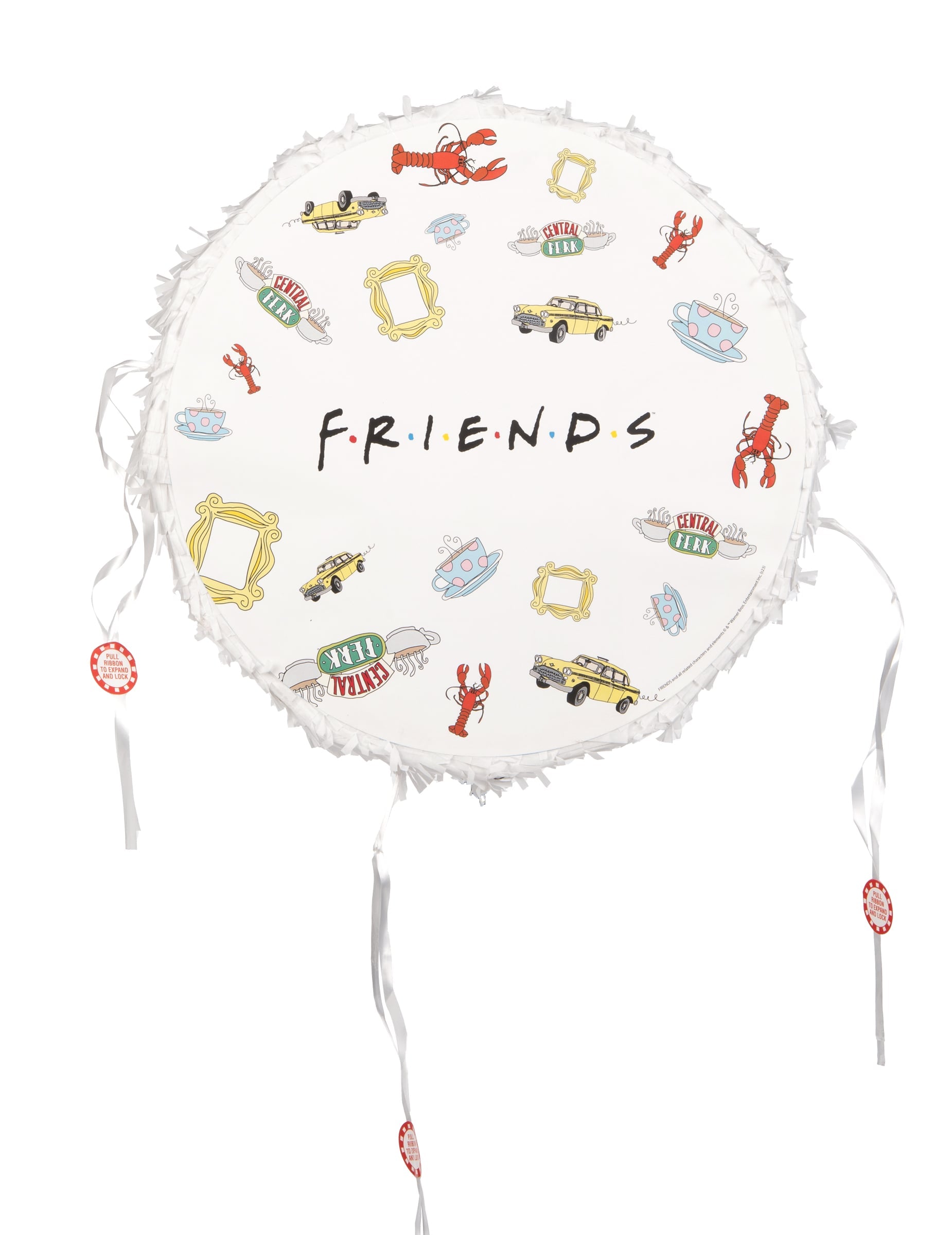 Piñata Friends™ pour fête blanche ronde à motifs iconiques