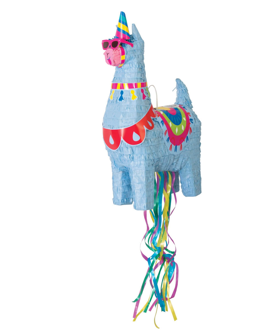 Piñata lama pentru petrecere albastru cu ochelari roz și pălărie ascuțită