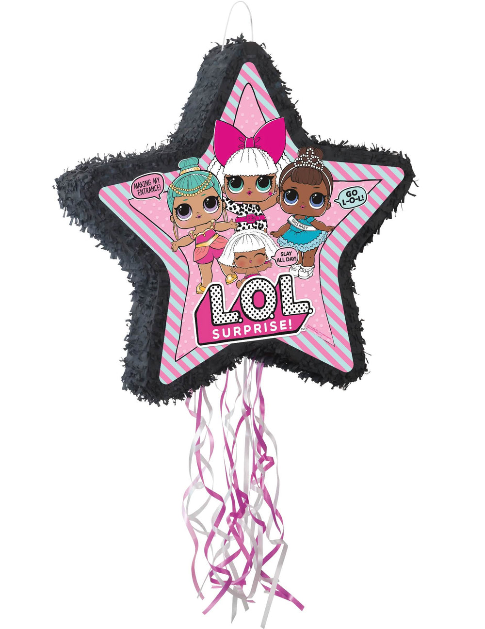 Piñata LOL Surprise™ pentru copil în formă de stea neagră și roz
