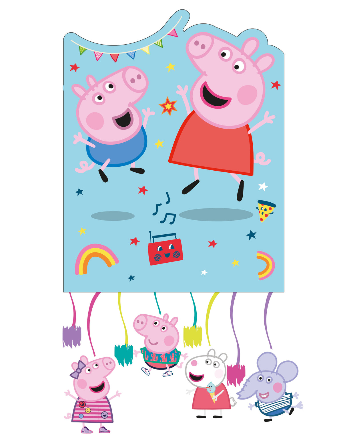 Piñata Peppa Pig pour enfant bleue à ficelles