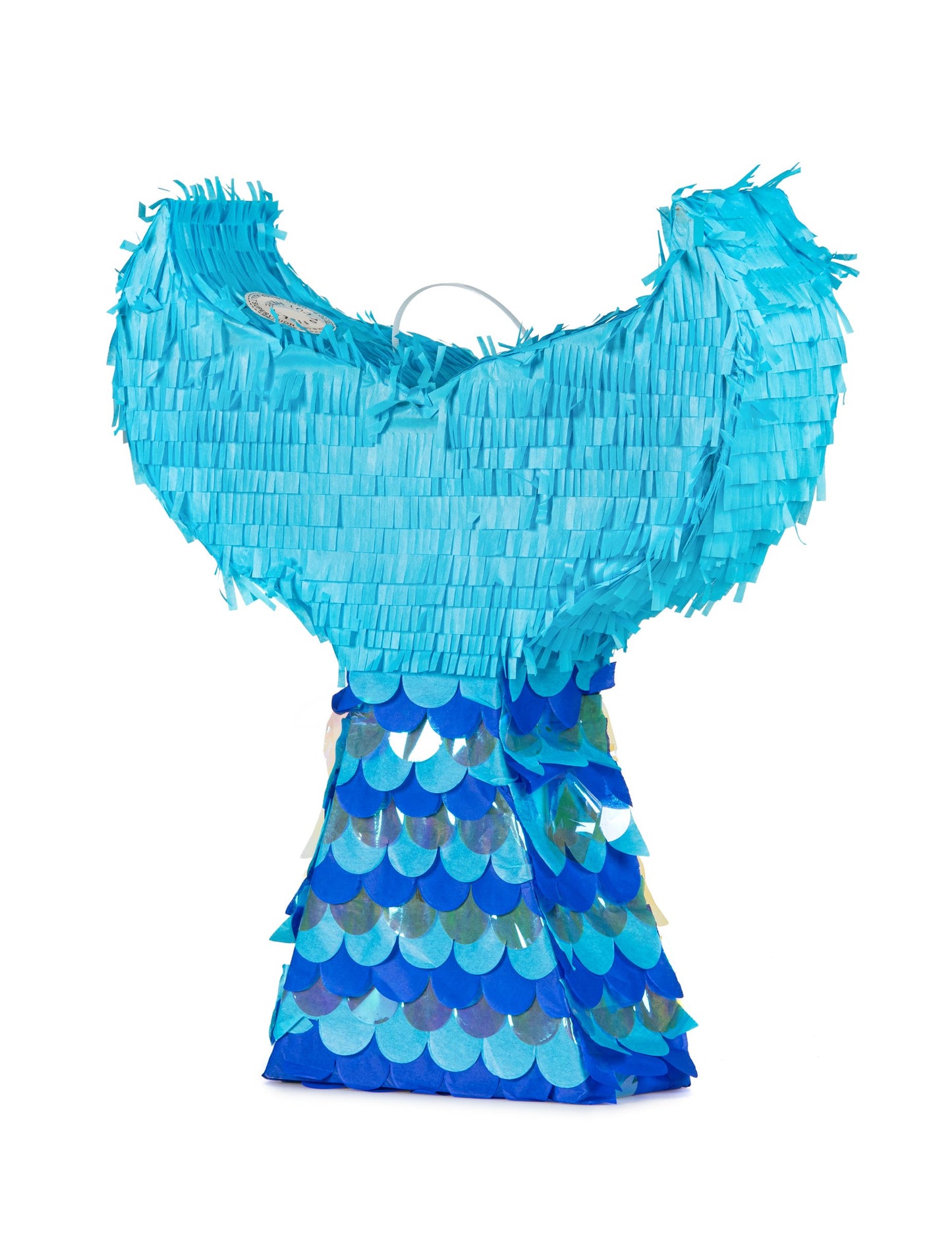 Piñata cu coadă de sirenă 40 x 45 x 9 cm albastru iridescent