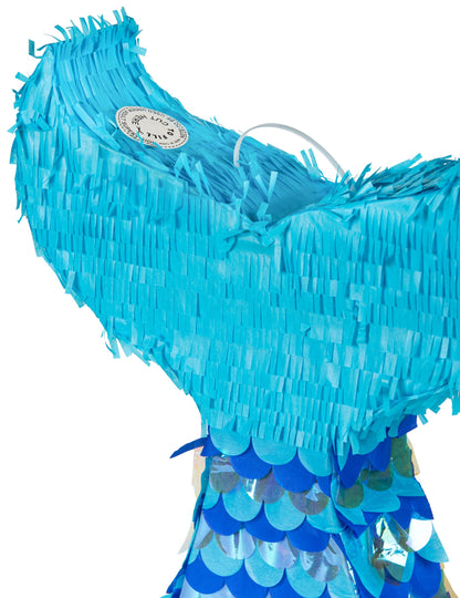 Piñata cu coadă de sirenă 40 x 45 x 9 cm albastru iridescent