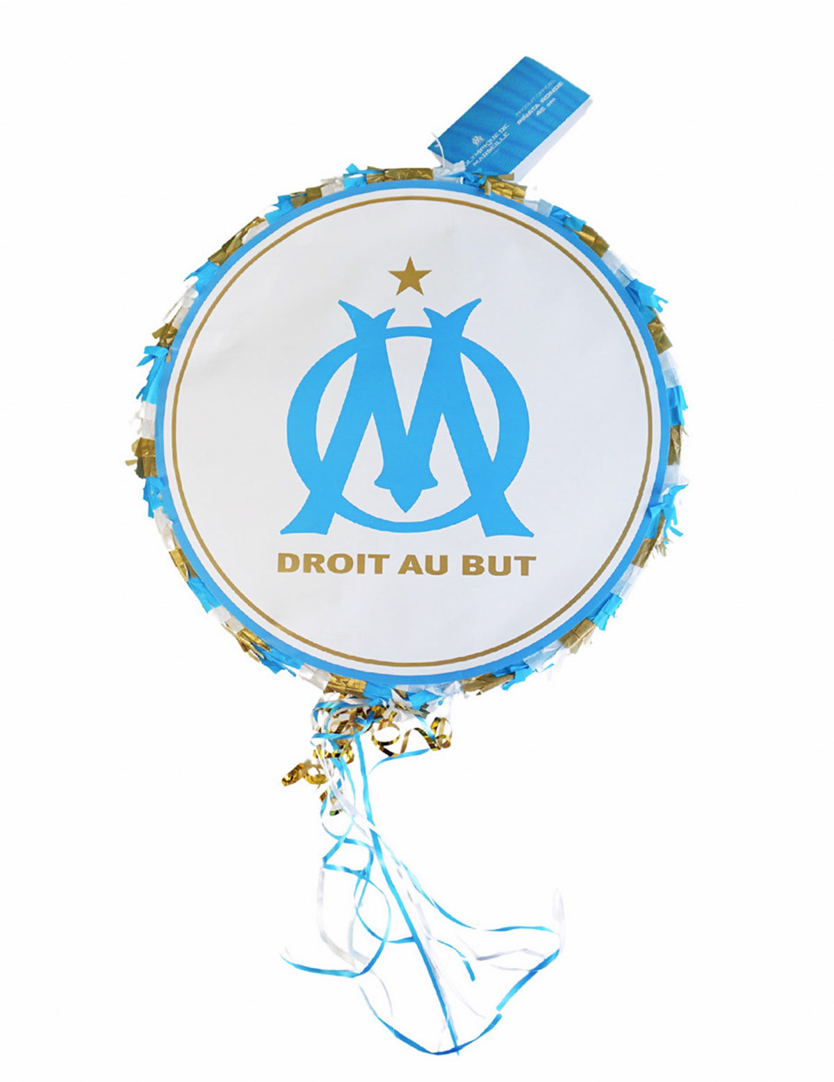 Pinata ronde OM pour enfant et adulte bleu et blanc