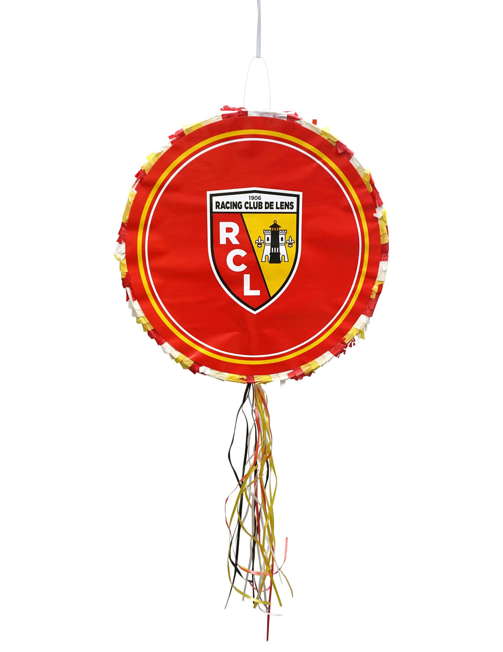 Pinata ronde RC Lens pour supporter rouge et jaune