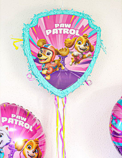 Piñata roz cu șnururi Patrula cățelușilor 33cm x 38cm x 9cm