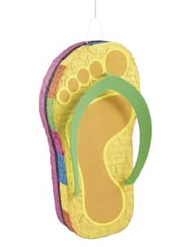 Piñata tong pour fête jaune et verte multicolore