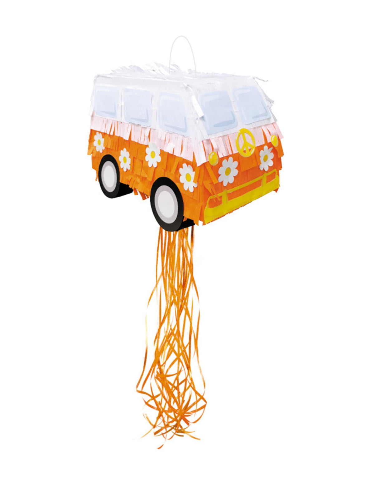Piñata van à fleurs Hippie Party orange et blanc