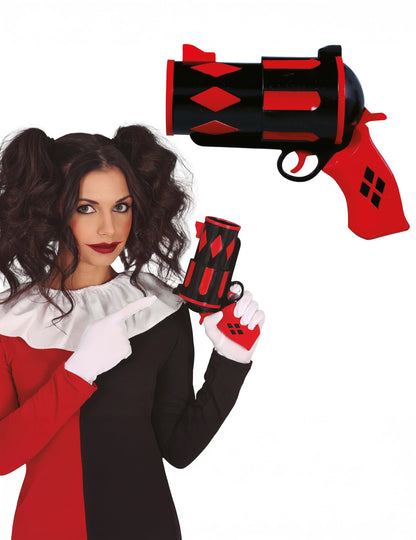 Pistolet Arlequine pour femme rouge et noir