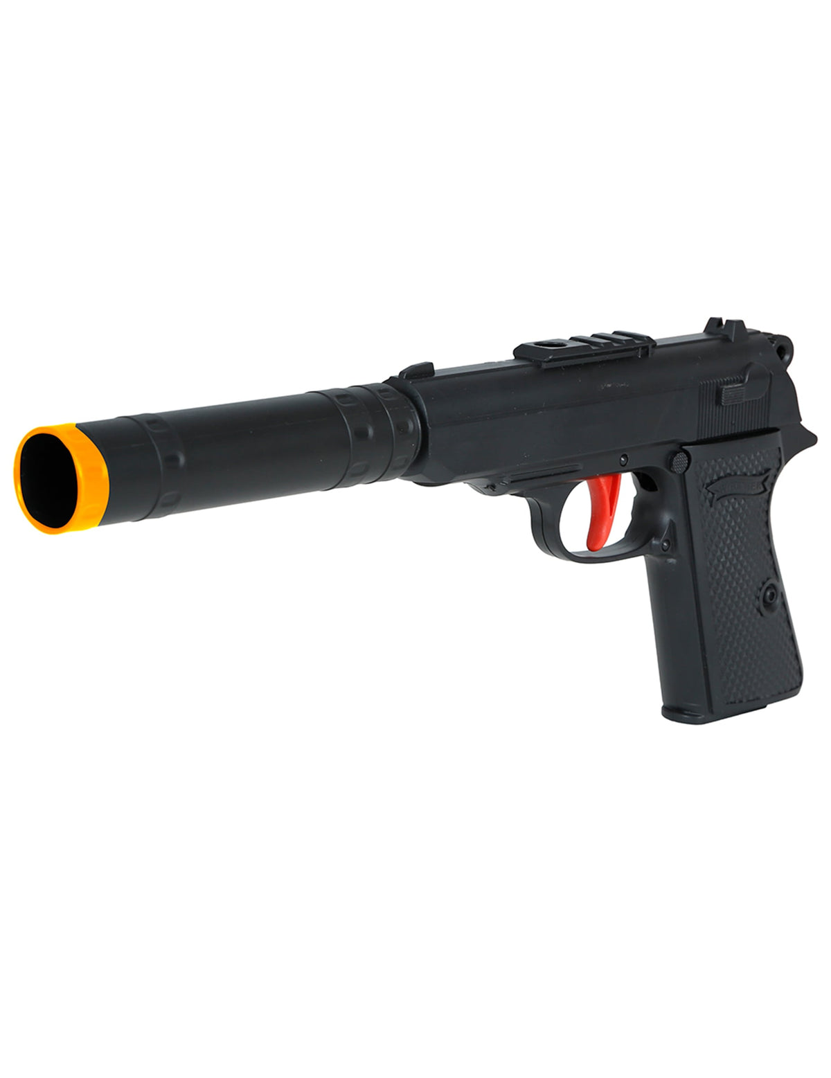 Vue de trois-quarts du pistolet avec silencieux agent secret