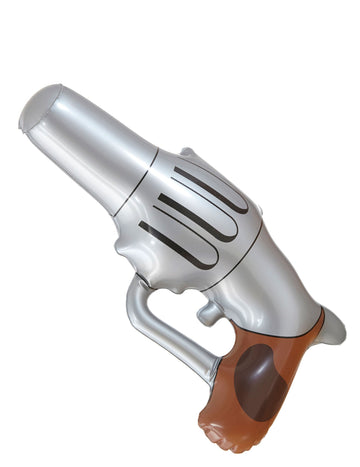 Pistolet gonflable de cowboy argenté et marron