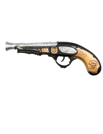 Pistol pirat negru și auriu 28 cm