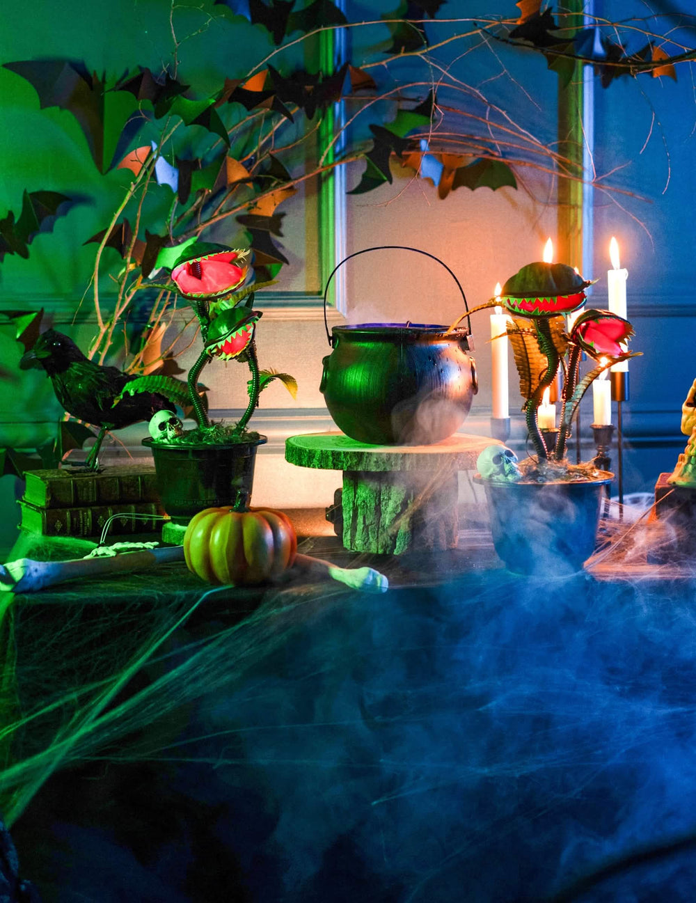 Prezentare decorativă a plantei carnivore animate pentru decorul de halloween