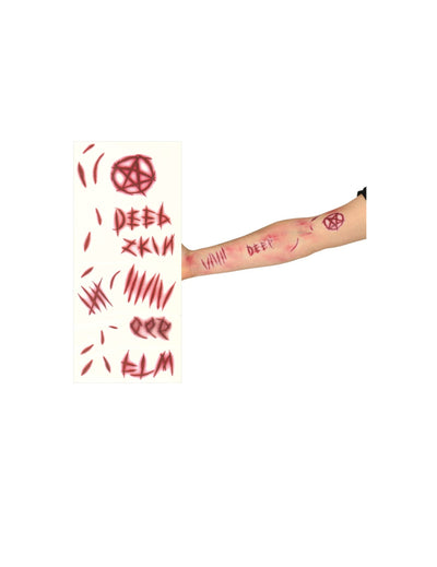Coală de tatuaje cu cicatrici demonice pentru adulți, roșii, efect de sânge