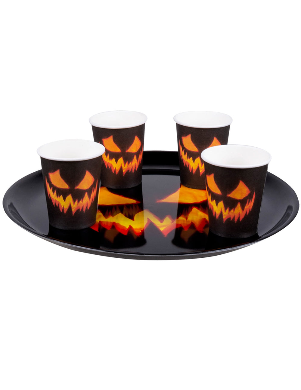 Plateau rond citrouille terrifiante pour Halloween noir et orange