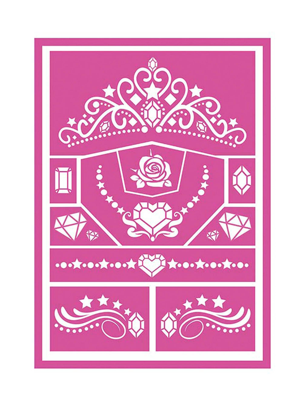 Pochoirs de maquillage princesse rose et blanc avec motifs de diadème et de cœur