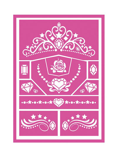 Pochoirs de maquillage princesse rose et blanc avec motifs de diadème et de cœur