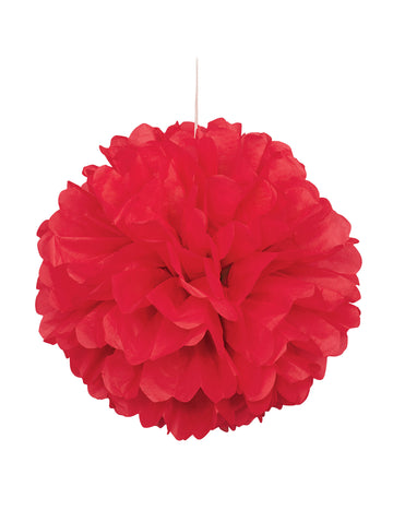 Pompom pentru a atârna în hârtie roșie 40 cm
