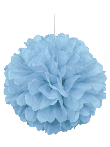 Pompom albastru pastel în hârtie 40 cm