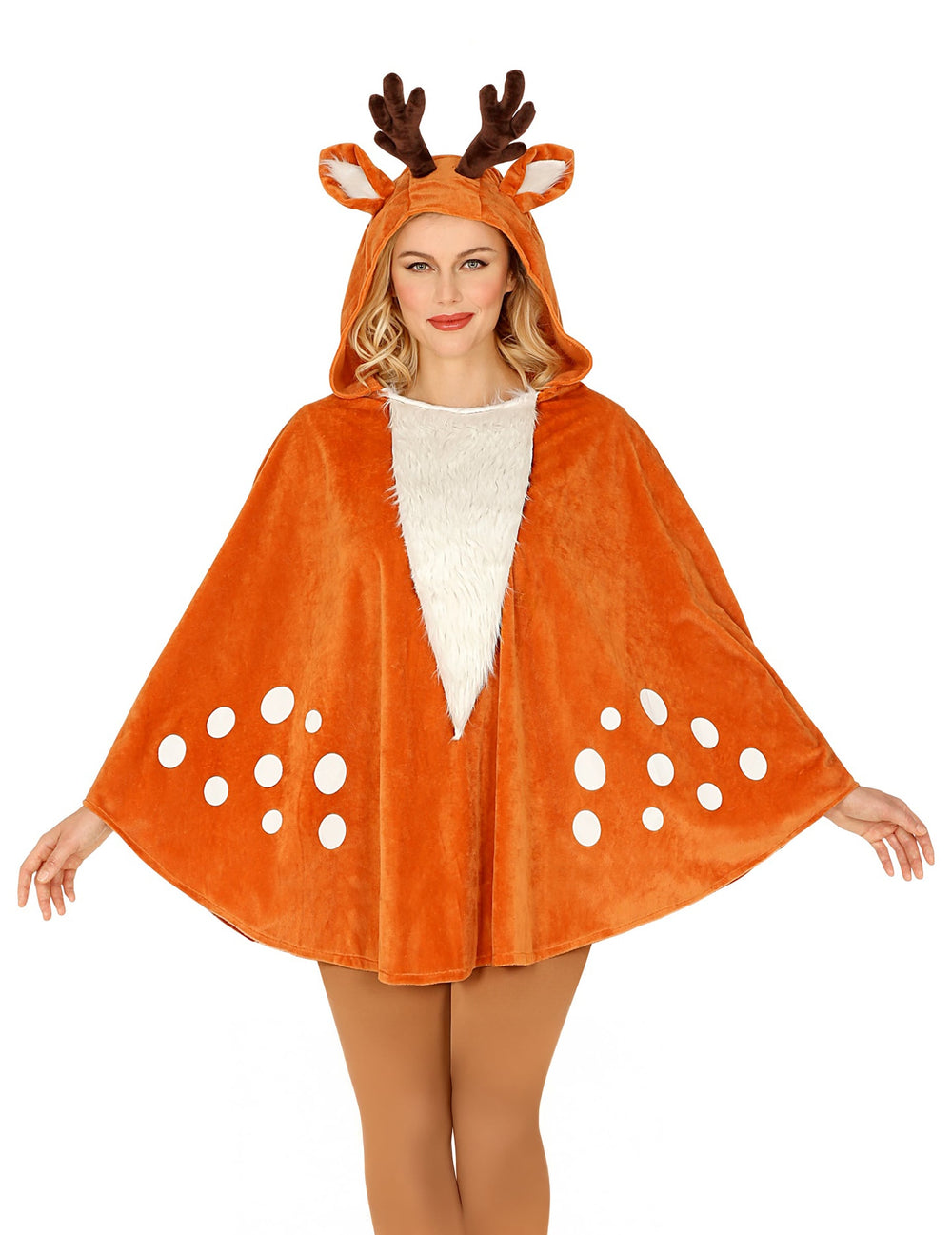 Vue de face du poncho de renne pour adulte