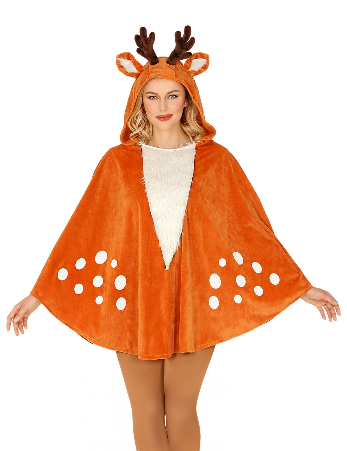 Vue de face du poncho de renne pour adulte