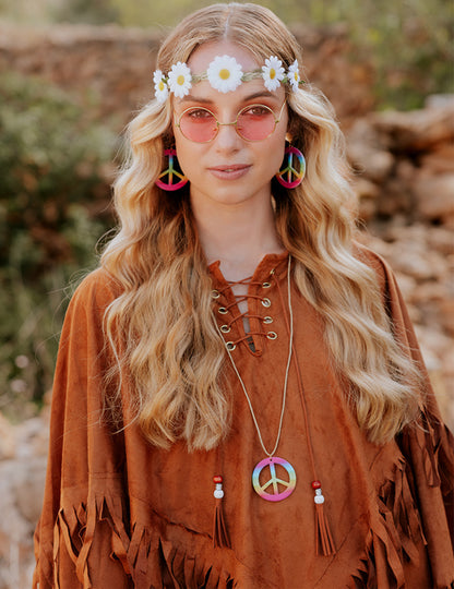 Poncho indian cu femei brune