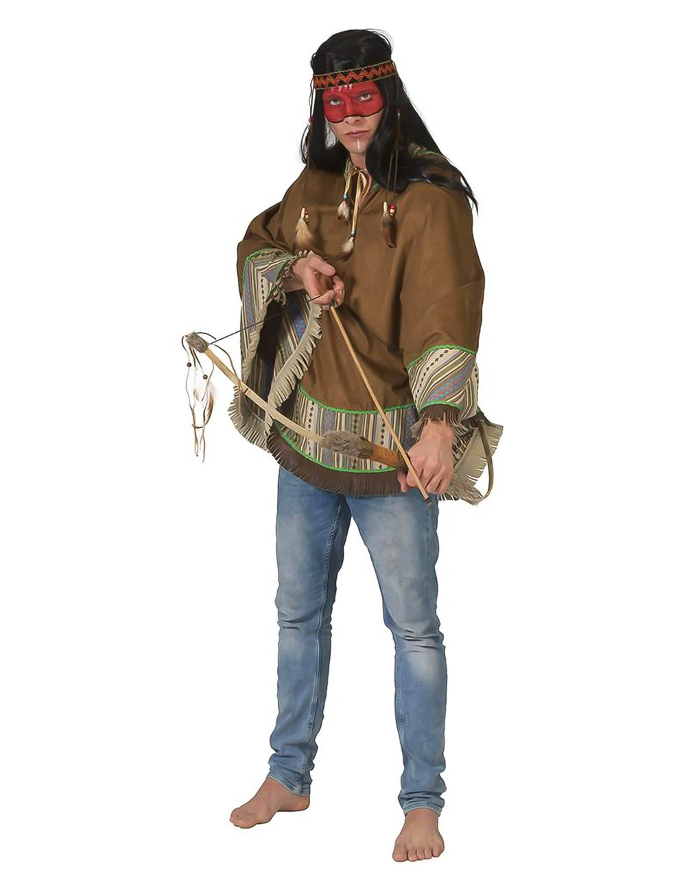 Vedere din față cu arc al poncho-ului indian lux pentru adult