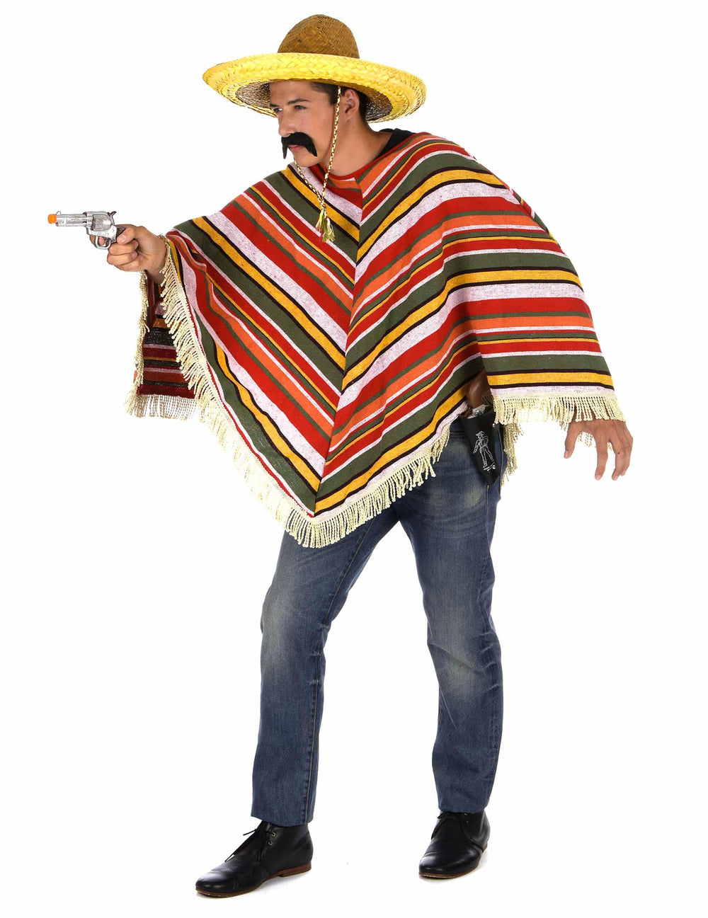 Vedere laterală a poncho-ului mexican pentru adult