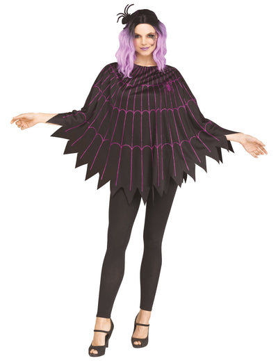 Poncho din pânză de păianjen pentru femei, violet și negru