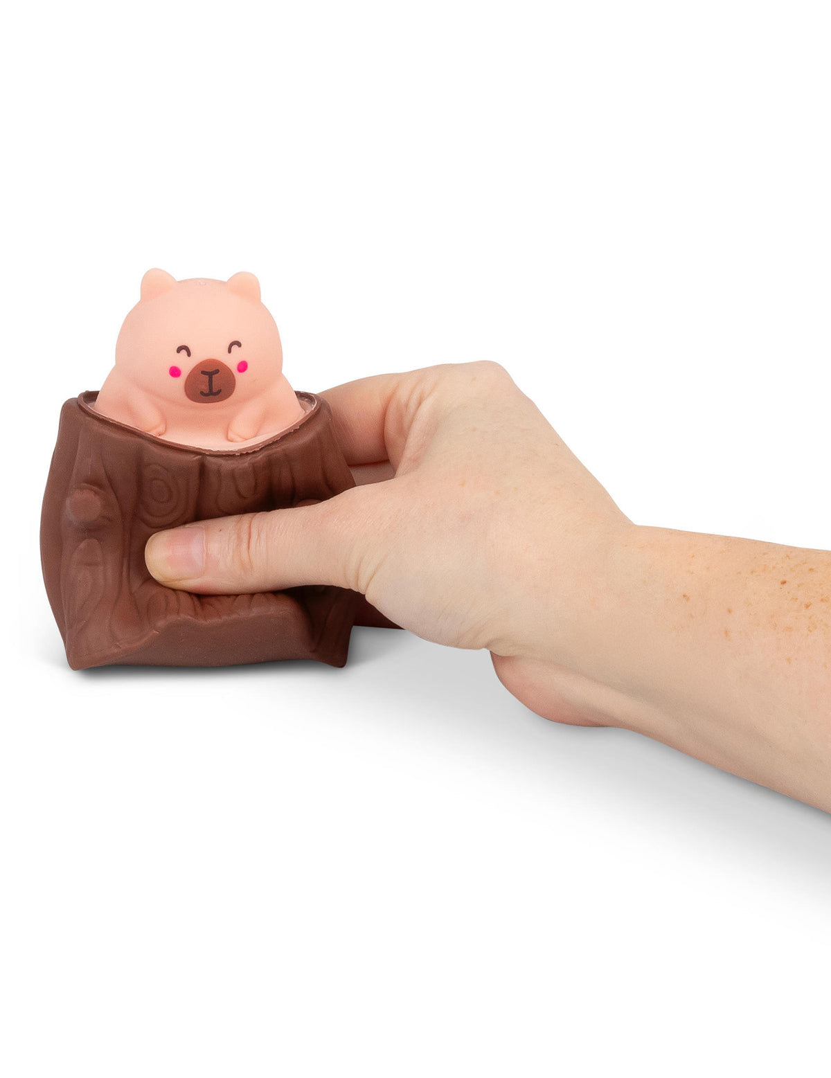 Jouet Pop Up Capybara pour enfant rose et marron