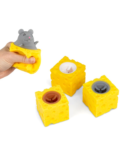Jouet pop up souris pour enfant jaune avec souris grise blanche et marron