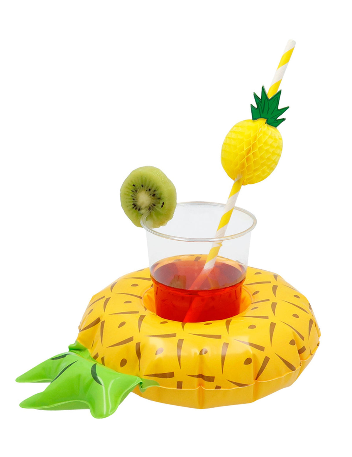 Porte-gobelet gonflable ananas pour fête jaune et vert