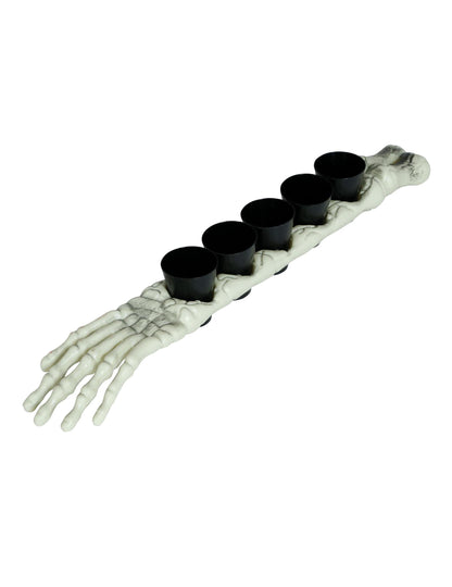 Porte shooters squelette pour adulte blanc avec 5 gobelets noirs