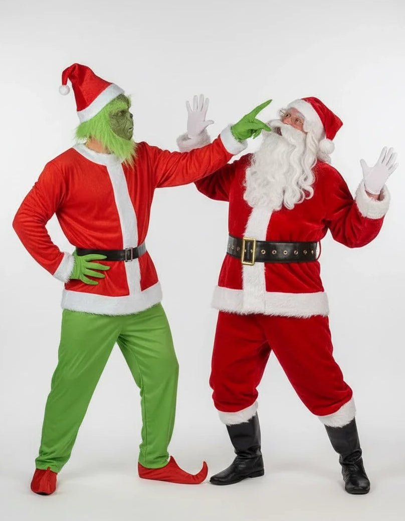Set costum Deluxe pentru adulți, Monstru Verde și Moș Crăciun